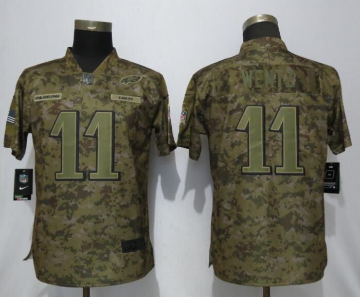 Women Philadelphia Eagles #11 Wentz Nike Camo Salute to Service Limited NFL Jerseys->los angeles lakers->NBA Jersey